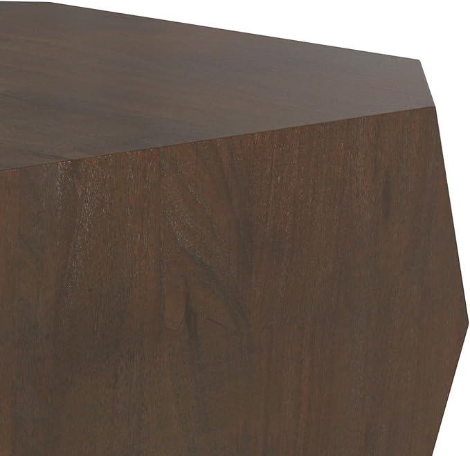 SIMPLIHOME Eisley Geometric Coffee Table - 39 inch Wide Solid Acacia Wood Veneer Sculptural Table in Walnut, Contemporary Living Room Centerpiece with Faceted Low-Profile Design, Assembled