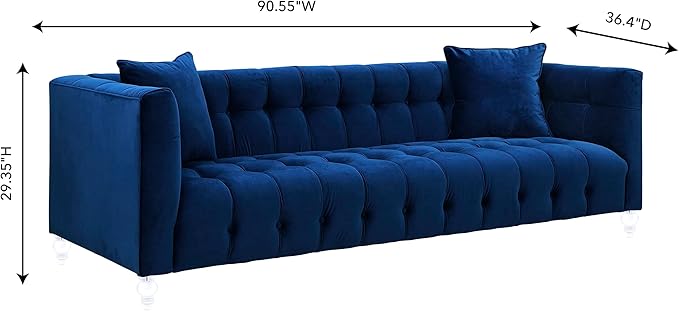Tov Furniture Bea Velvet Sofa (Navy) | Tufted Design