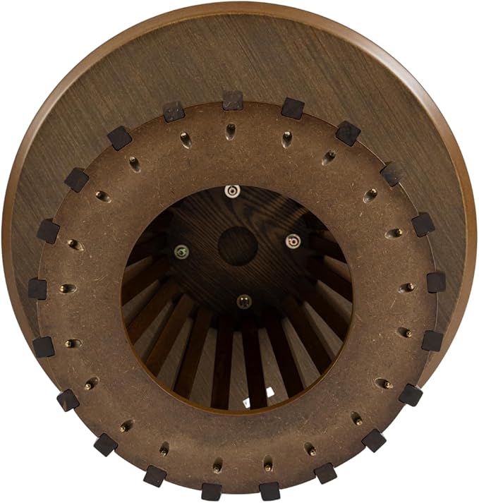 LukeAlon 24" Round Coffee Table, Mid Century Modern Wooden Center Table with Columnar Wood Strips Base Sofa Side Table Circle Tables for Living Room Small Space,Walnut Color