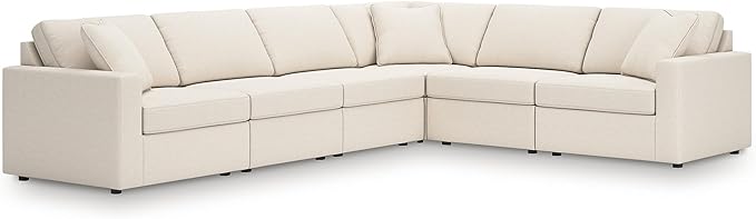 Signature Design by Ashley Casual Modmax Stain Resistant L-Shape Right-Arm Facing 6-Piece Sectional with Reversible Cushion and Armrest, Beige