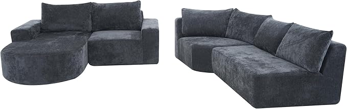 Ball & Cast Oversized Modular Sectional Sofa Cloud Couch,141.7" Modern Upholstered Couch w/Deep Seat Comfy Couches,Minimalist Sleeper Sofas,for Living Room,Apartment,Grey