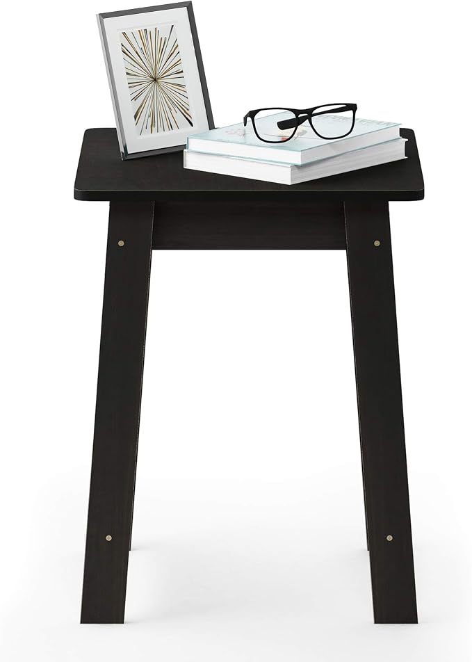 Furinno BEGINNING Side Table, Square Modern End Table with H-Legs, Night Stand, Bedside Table, Soft Edges, Easy Assembly, for Living Room, Bedroom, Espresso - Image 5