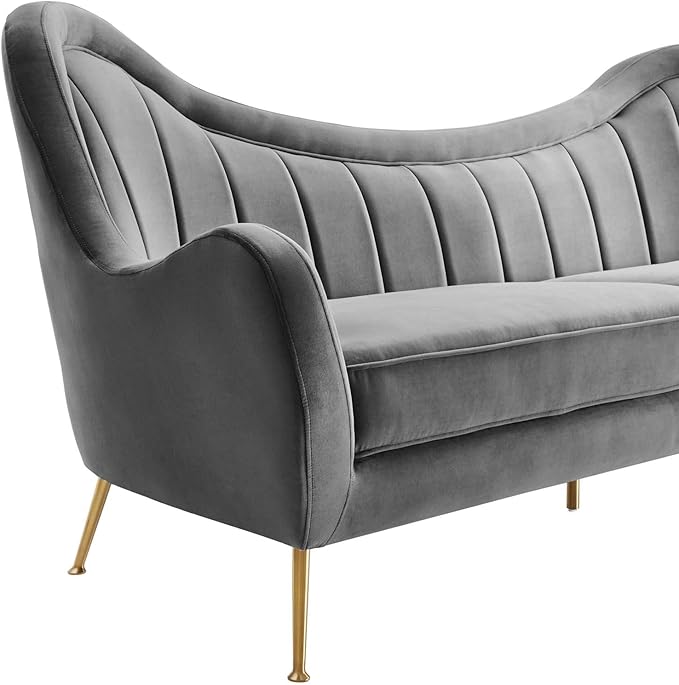 Modway EEI-5874-GRY Cheshire Channel Tufted Performance Velvet Sofa, Gray