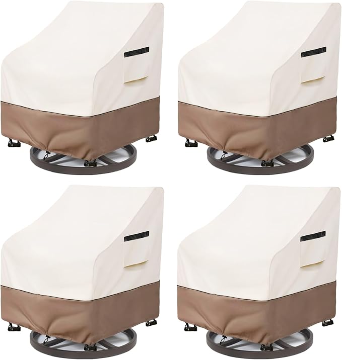 Patio Chair Covers Waterproof Heavy Duty Patio Furniture Covers, 35W x 37D x 36H Inches Swivel Outdoor Chair Cover 4 Pack (Beige) by SoloToo