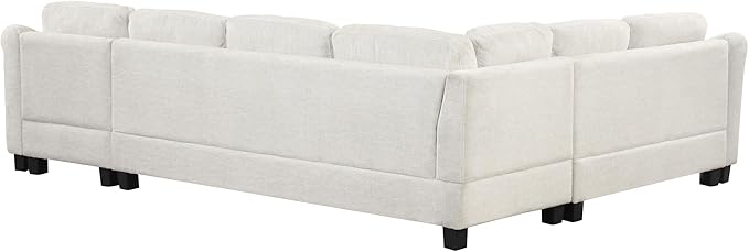 ERYE 112" U-Shaped Sectional Sofa with Movable Storage Ottoman, Oversized Chenille Upholstered Corner Modular Sofa Couch W/Right Facing Chaise Lounge and 3 Toss Pillows
