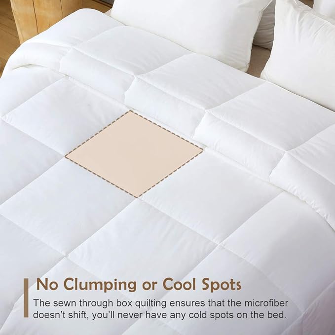 DWR 100% Cotton Fabric Covered Down Alternative Comforter| All-Season Weight, Queen (88x88)
