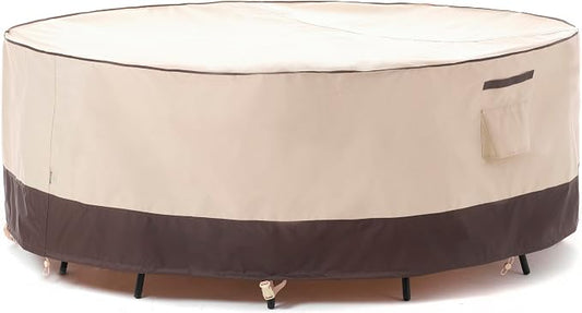 F&J Outdoors Patio Furniture Covers Waterproof Anti-UV Rip-stop Fabric Extra Large Outdoor Furniture Covers, 130" Dia x 35" H by FJOutdoors
