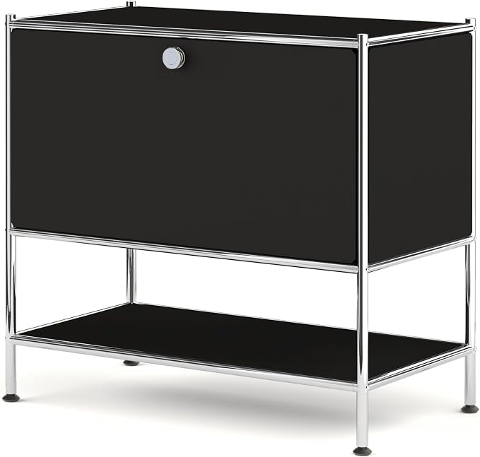 Metal Sidetable with Flap Door, 27.5" Height - DIY Modern Furnishing for Home, Office, Foyer, Bedroom - Night Stand, Book Shelf, Bookshelf, Cube Storage Organizer, Bedside Table (Black) by SIMPLINK
