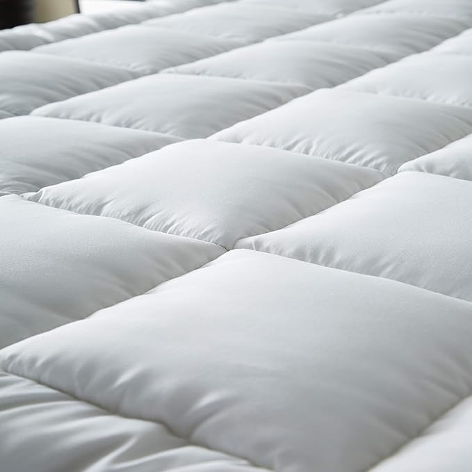 Niagara Cooling Full Mattress Topper - Pillow Top Mattress Cover Quilted Fitted Cooling Topper for Back Pain Deep Pocket Fits 20 Inches, White