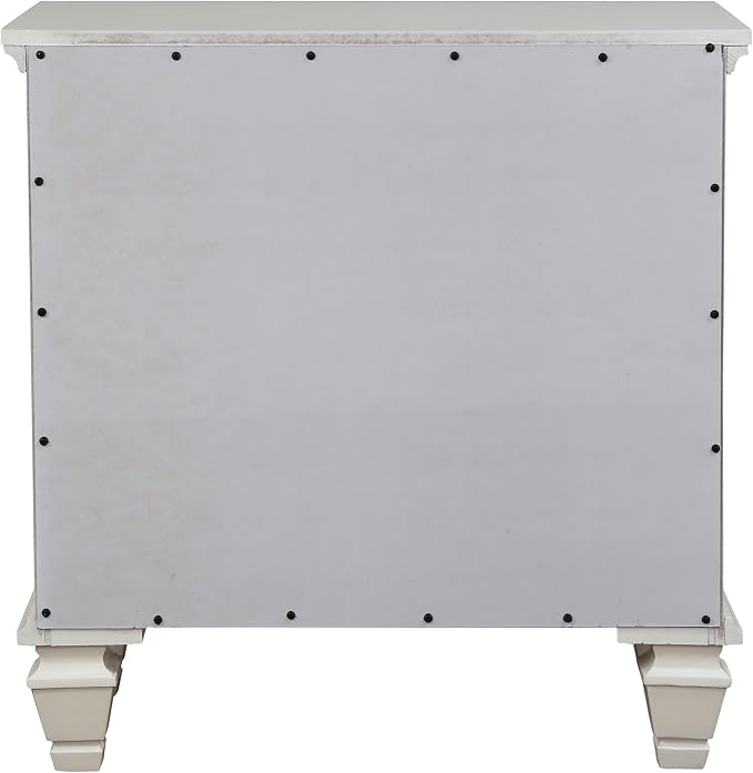 Coaster Home Furnishings - Sandy Beach - Wood - 3-Drawer Nightstand with Pull-Out Service Tray, Felt-Lined Top Drawer and Brushed Nickel Hardware - Bedroom - Cream White - 201302 - Image 8