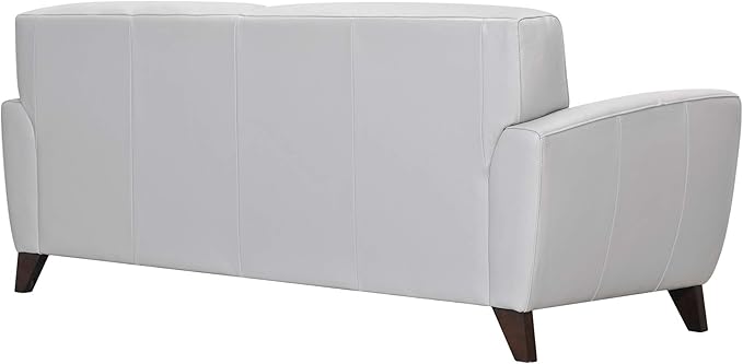 Armen Living Jedd Contemporary Sofa in Genuine Dove Grey Leather with Brown Wood Legs