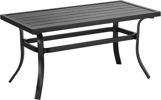 ONBRILL Small Metal Outdoor Coffee Side Table, Steel Coffee Tables for Patio, Outside, Garden, Balcony, Backyard and Living Room, Rectangle, Black by ONBRILL