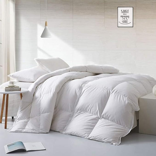 APSMILE Lightweight All-Season Down Feather Fibers Comforter Queen/Full Duvet Insert for Hot Sleepers/Warm Weather- Ultra-Soft High Fill-Power Hotel Collection Comforter, Thin Light Warmth(90"x90")