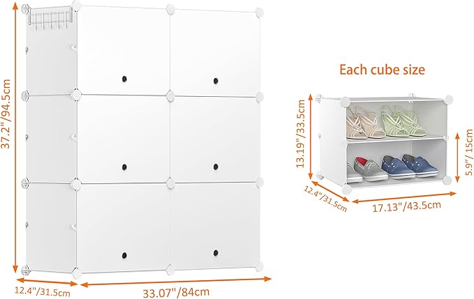 HOMIDEC Shoe Rack, 6 Tier Shoe Storage Cabinet 24 Pair Plastic Shoe Shelves Organizer for Closet Hallway Bedroom Entryway - Image 3