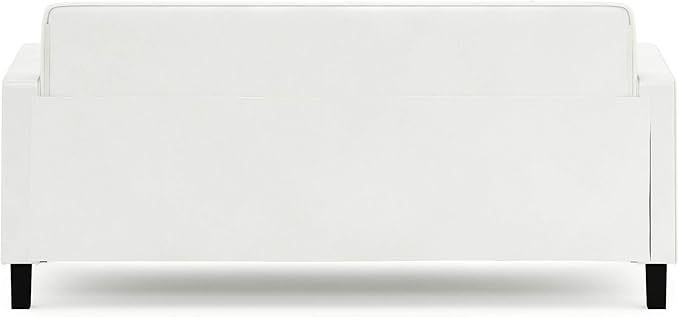 Furinno Brive Contemporary Tufted Faux Leather 3-Seater Sofa Couch for Living Room, White Faux Leather