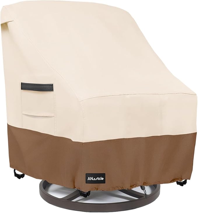 ANartcle Patio Chair Covers,600D Waterproof Heavy Duty Outdoor Lawn Patio Furniture Covers,Patio Swivel Chair Covers for Outdoor Furniture,(30W x 34D x 36H inches) Beige&Brown - Image 9