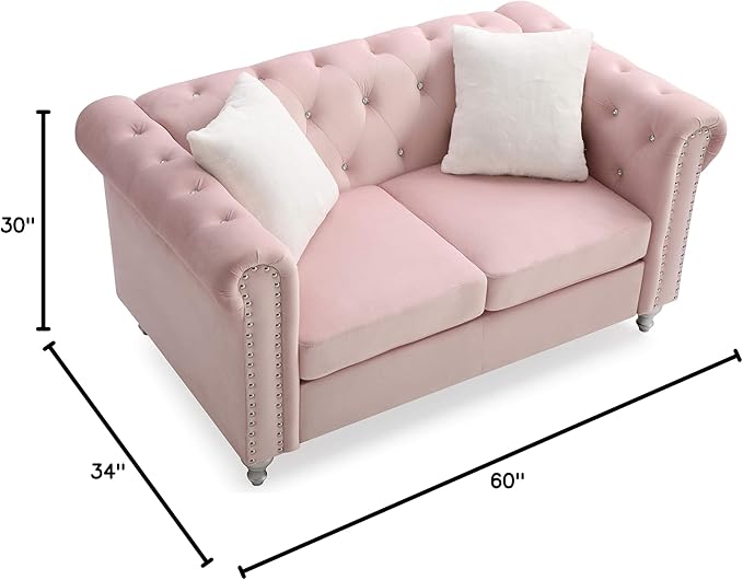 Glory Furniture Raisa Velvet Loveseat in Pink