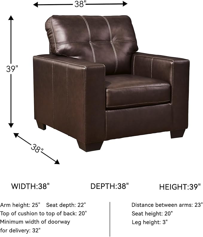 Signature Design by Ashley Santorine Classic Tufted Leather Match Chair, Dark Brown