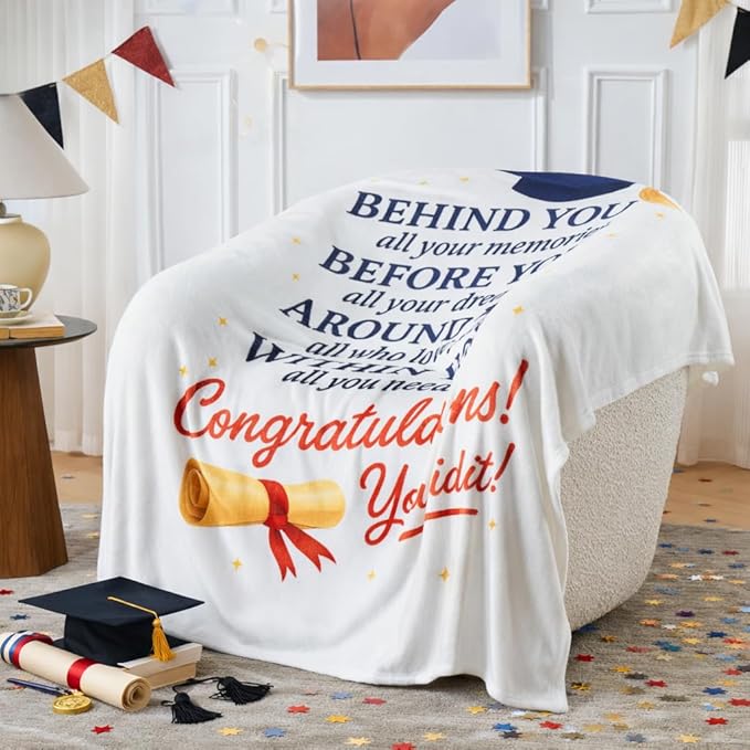 Graduation Gifts Blanket Class of 2026 ?€? Inspirational Throw Blanket 50x60 Inch, Meaningful Graduation Gift for Him Her, Soft Cozy Plush Blanket for College High School Graduate