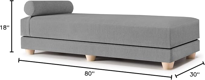 Jaxx Alon Daybed - Fold-Out Sleeper Chaise with Premium Memory Foam Queen-Size Mattress - Made in The USA, Grey