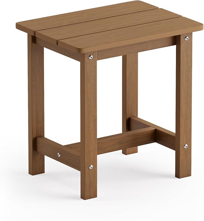 LUE BONA Outdoor Side Table, HDPS Small Outdoor Table, Adirondack Side Table, Outside End Table for Patio, Porch, Deck, Pool, Weather Resistant/Easy Maintenance/Indoor or Outside Use, Brown by LUEBONA
