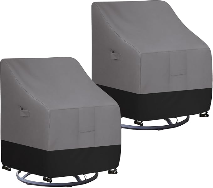 Easy-Going Outdoor Swivel Chair Cover Waterproof, Heavy Duty Patio Chair Cover, Windproof Outdoor Furniture Cover with Air Vent (2 Pack-28Wx33Dx38.5H inch, Gray/Black) by Easy-Going