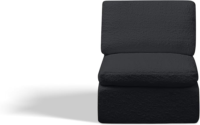 110" Cloud Sectional Couches for Living Room, Convertible L Shape Boneless Couch Chenille Fabric with Ottoman, 3 Seater Modular Sectional Sofa No Assembly Required, Black