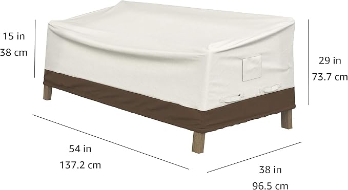 Amazon Basics 2-Seater Deep Lounge Sofa, Outdoor Couch and Patio Furniture Cover, Waterproof, Anti-UV, Water Resistant, Durable, Beige/Tan - Image 5