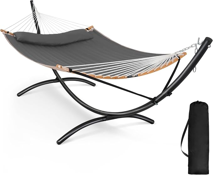 SUNCREAT Hammocks Standing Patio Hammock, Portable Hammock with Stand Foldable, Patent Pending, Dark Gray by SUNCREAT