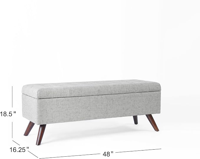 HomePop Modern Tufted Storage Bench|Homepop Home Décor|Bench with Storage for Living Room & Bedroom - Gray Woven - Image 3
