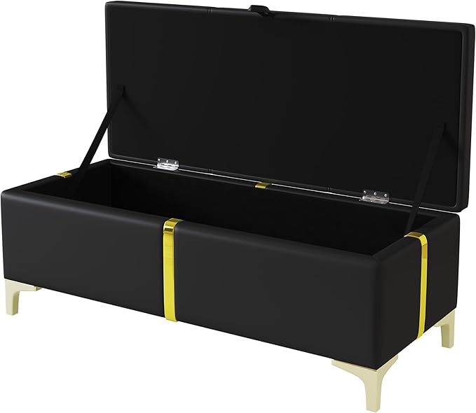 Harper & Bright Designs Queen Size Platform Bed with Lift Up Storage and Ottoman Bench, Velvet Upholstered Queen Bed Frame with Headboard, 2-Pieces Queen Bedroom Sets, Easy Assemble, Black