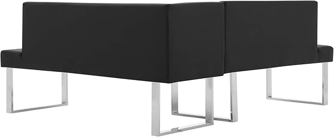 Armen Living Amanda Sectional in Black and Chrome Finish
