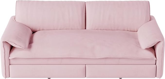 Eafurn 66" Convertible Sofa Bed Queen Size, 3-in-1 Pull Out Sleeper Couch Sofabed, Modern Velvet Loveseat Chaise Lounge w/Side Storage Pocket for Living Room Office | Removable Cushions
