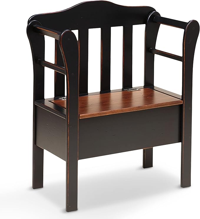 Peaceful Classics Bench with Storage - Small Wooden Storage Bench for Entryway, Hallway, Mudroom, Farmhouse, Bedroom, & Living Room, Amish Handmade Furniture Storage Organizer, Black by PeacefulValley