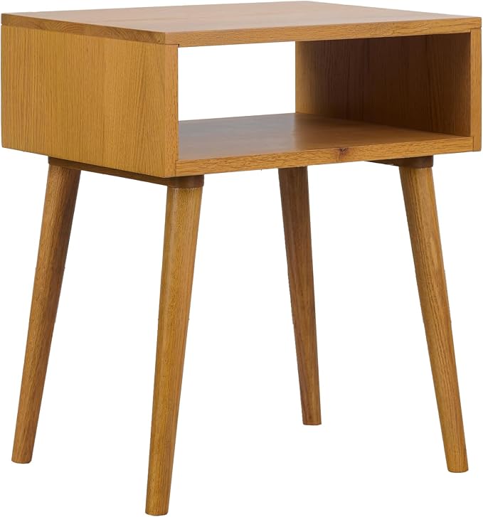 NTC Solid Oak Zoe Nightstand, Mid Century Modern Side Table Bedroom, Bedside Furniture, Night Stand, End Table, Easy Assembly - Rustic Oak by NTC