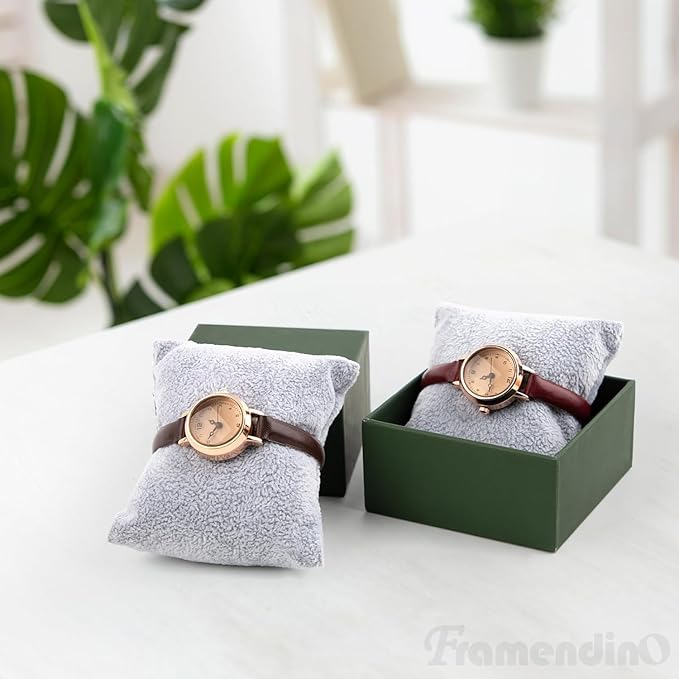 Framendino, 20 Pack Gray Velvet Watch Pillow Bracelets Pillows Bangle Cushions Jewelry Display for Gift Box