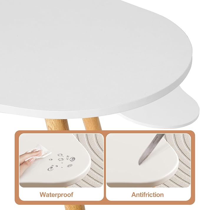 Small Coffee Table, Modern Coffee Table Small White Coffee Tables, Living Room Center Minimalist Display Coffee Desk with Cloud Shape, 39.4" x19.7 x16.1 Irregular Coffee Tables White