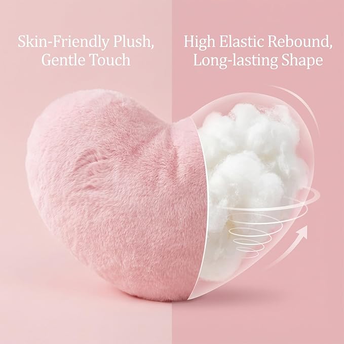 RAINFLOW Decorative Heart Pillow – Throw Pillow for Room Decor, Pink Throw Pillows Plush Faux Fur, Decorative Pillows for Bed Couch Bedroom, Christmas Pillows Gift