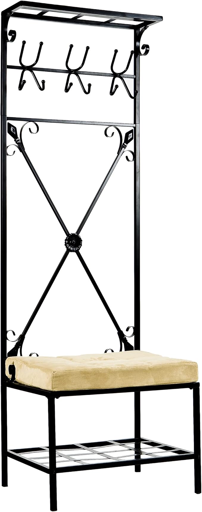 SEI Furniture Dovanti Entryway Storage Rack/Bench Seat, Black by SEIFurniture