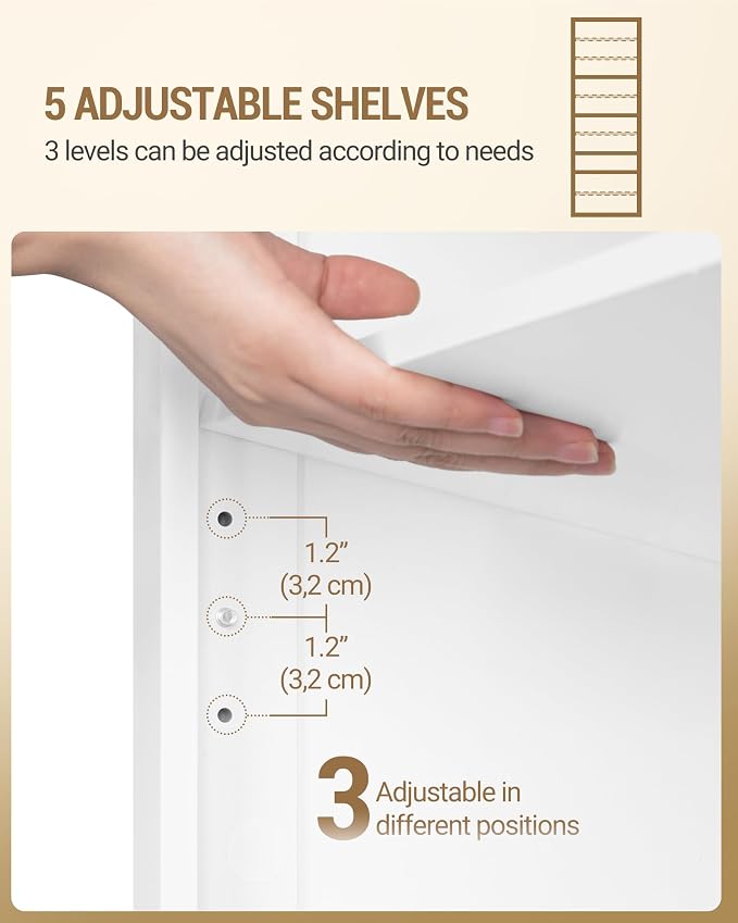 Hzuaneri Shoe Storage Cabinet, 10 Tiers Freestanding Shoe Cabinets, Wooden Shoes Rack with Cubby, 36-40 Pairs, Farmhouse Tall Shoes Cubby Organizer for Entryway, Living Room, White SR59203X - Image 5