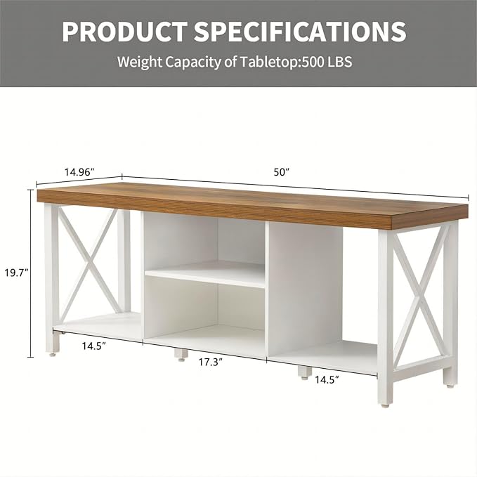 GAZHOME TV Stand for TV up to 55 Inches, TV Cabinet with Open Storage, TV Console Unit with Shelving for Living Room, Entertainment Room, White - Image 3