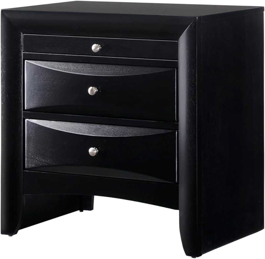 6pc Master Bedroom Set Black Finish Solid Wood Platform King Size Captain's Bed Wooden Furniture