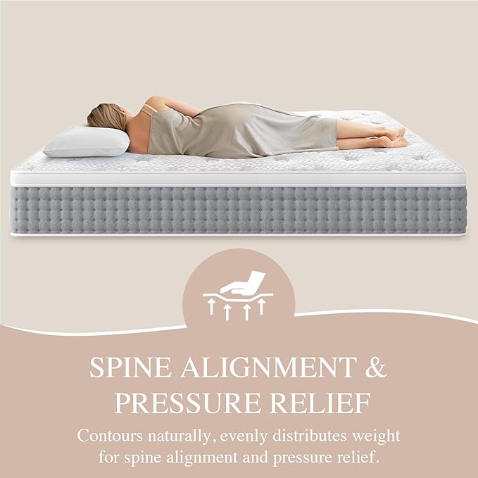 Sleepmax Extra Firm King Mattress 14 Inch - Hotel-Collection Hybrid Mattress Extra Lumbar & Hip Support - Pain Relief Deep Sleep Bed in a Box - 365-Night Trial Forever Warranty CertiPUR-US Certified