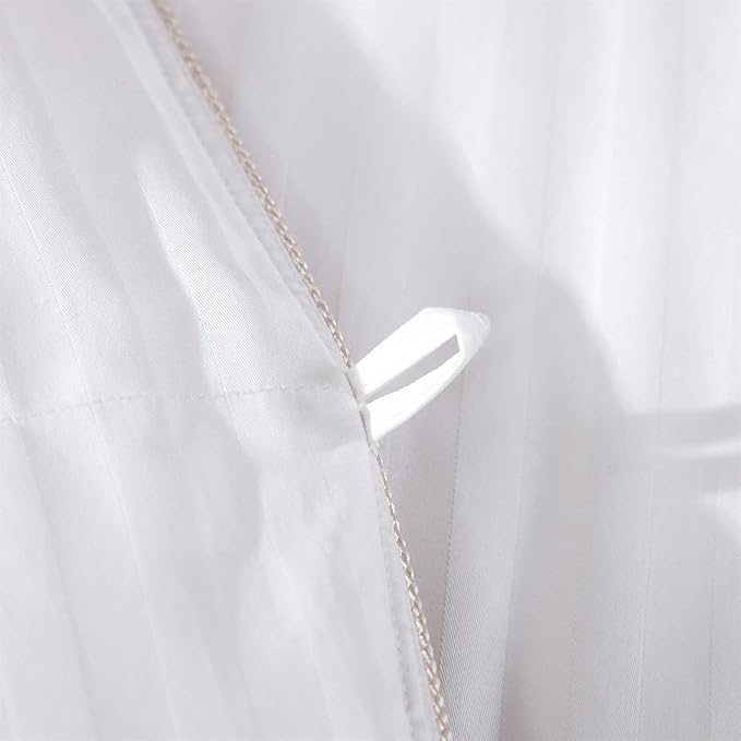 Luxurious All-Season Goose Down Comforter Duvet Insert, Exquisite Oversized Queen White Stripe Design, 98" X 98 ", 100% Cotton Down Proof Fabric, 70 oz. Fill Weight