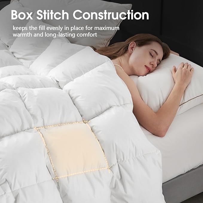 CYMULA Twin Size Feather Down Comforter - All Season White Duvet Insert, Lightweight Box Stitched, Fluffy Breathable, Ultra Soft Quiet Hotel Style with 8 Tabs(68" x 90")