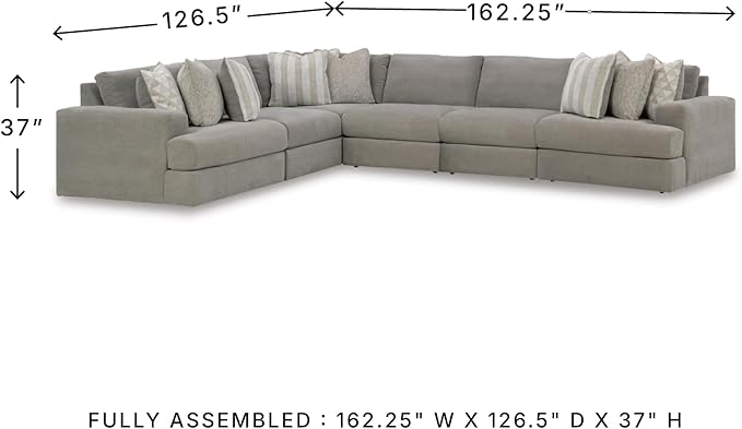 Signature Design by Ashley Casual Avaliyah L-Shape Left-Arm Facing 6-Piece Sectional with Reversible Cushion and Armrest, Gray