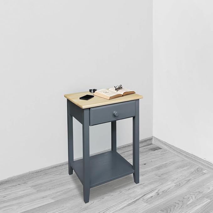 Casual Home Owl Night Stand with USB Port Charging Station and Drawer, 17.5" W x 14.25" D x 24.5" H, Natural Gray - Image 8