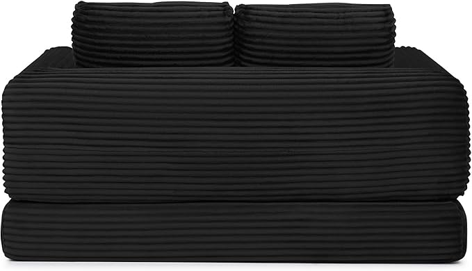 Foldable Boneless Love Seat Couches in a Box, Modern Floor Foam Sleeper Sofa Bed 2-in-1 Convertible Cloud Sofa for Home Apartments Bedroom