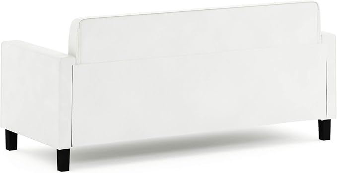 Furinno Brive Contemporary Tufted Faux Leather 3-Seater Sofa Couch for Living Room, White Faux Leather