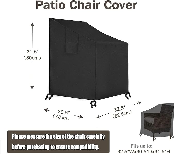 SIRUITON Patio Furniture Covers, Outdoor Furniture Cover Waterproof 4-Piece, Patio Furniture Set Covers, Heavy Duty Durable and Water Resistant Fabric (210D Polyester Oxford, Black) - Image 6